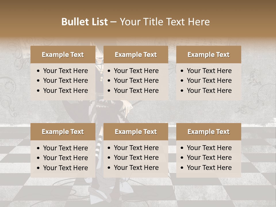 A Anime Character Is Standing On A Checkered Floor PowerPoint Template