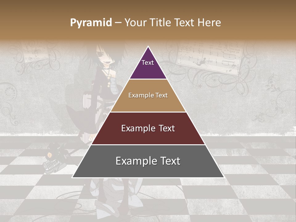 A Anime Character Is Standing On A Checkered Floor PowerPoint Template