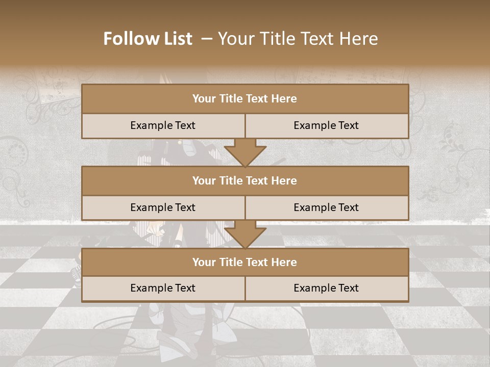 A Anime Character Is Standing On A Checkered Floor PowerPoint Template