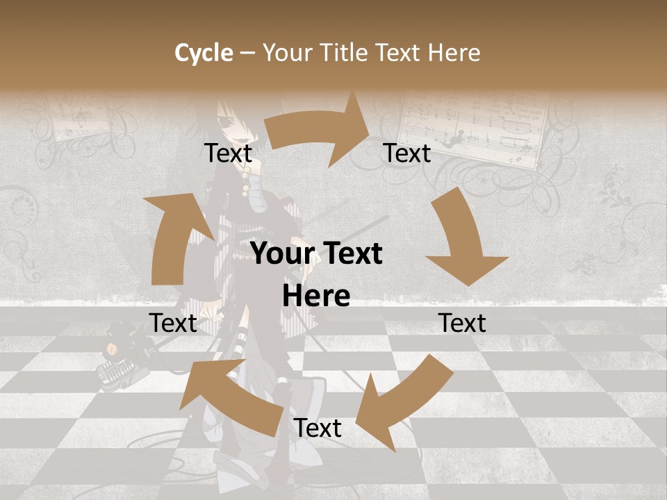 A Anime Character Is Standing On A Checkered Floor PowerPoint Template