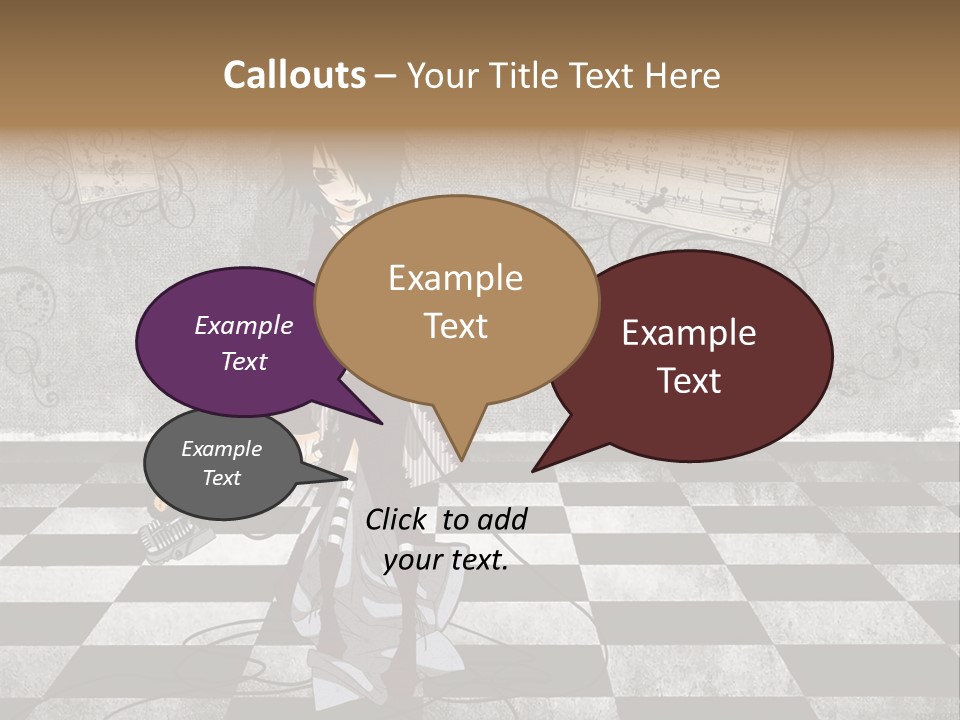 A Anime Character Is Standing On A Checkered Floor PowerPoint Template
