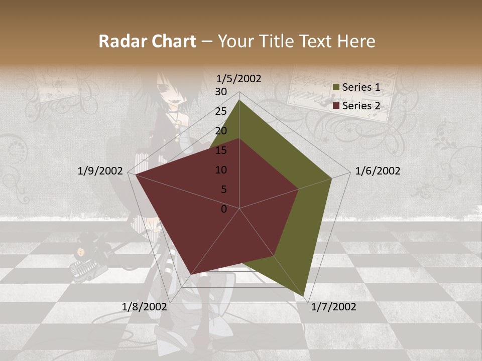 A Anime Character Is Standing On A Checkered Floor PowerPoint Template