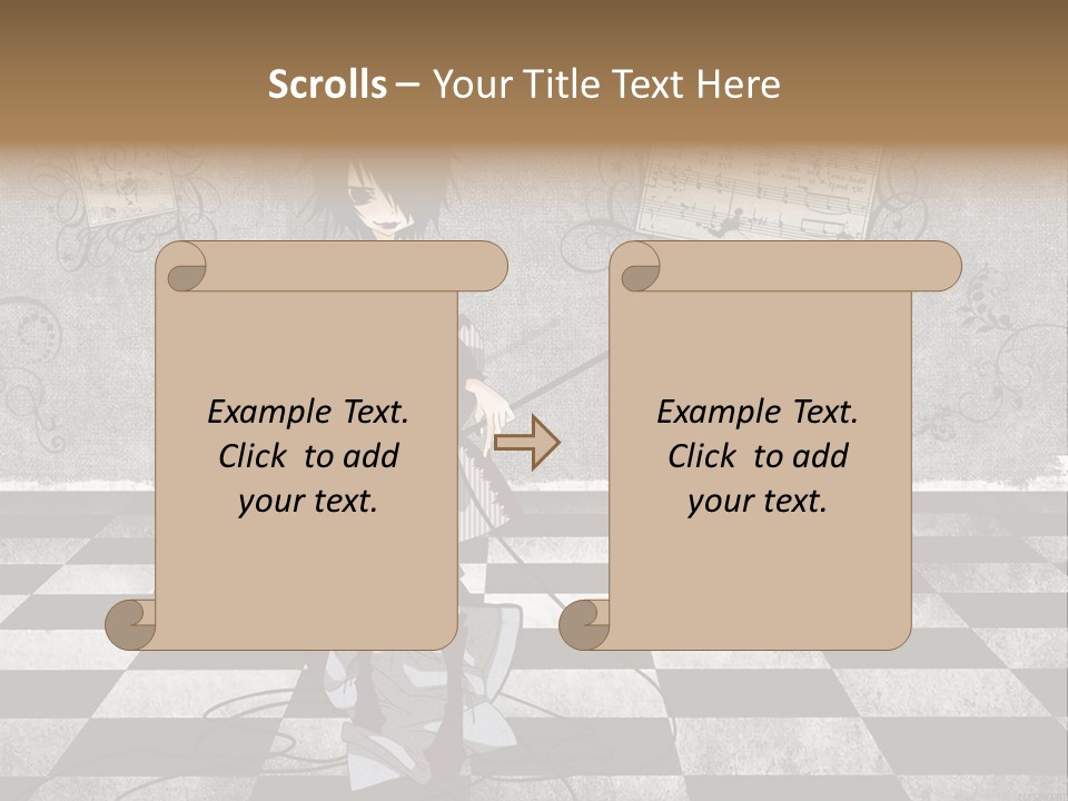 A Anime Character Is Standing On A Checkered Floor PowerPoint Template