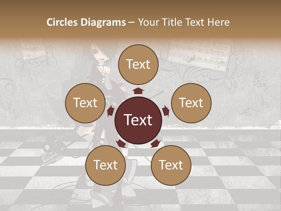 A Anime Character Is Standing On A Checkered Floor PowerPoint Template