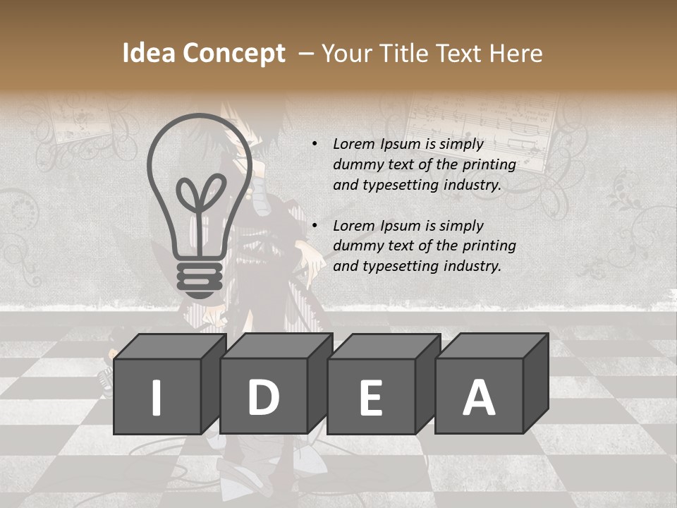 A Anime Character Is Standing On A Checkered Floor PowerPoint Template