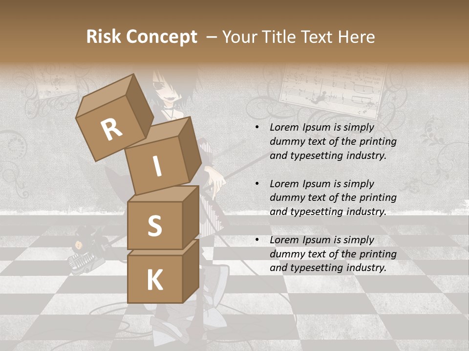 A Anime Character Is Standing On A Checkered Floor PowerPoint Template