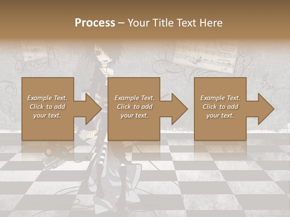 A Anime Character Is Standing On A Checkered Floor PowerPoint Template