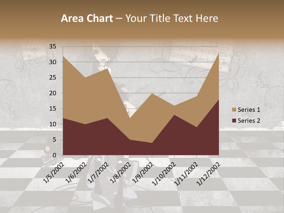 A Anime Character Is Standing On A Checkered Floor PowerPoint Template