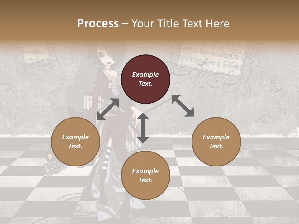 A Anime Character Is Standing On A Checkered Floor PowerPoint Template