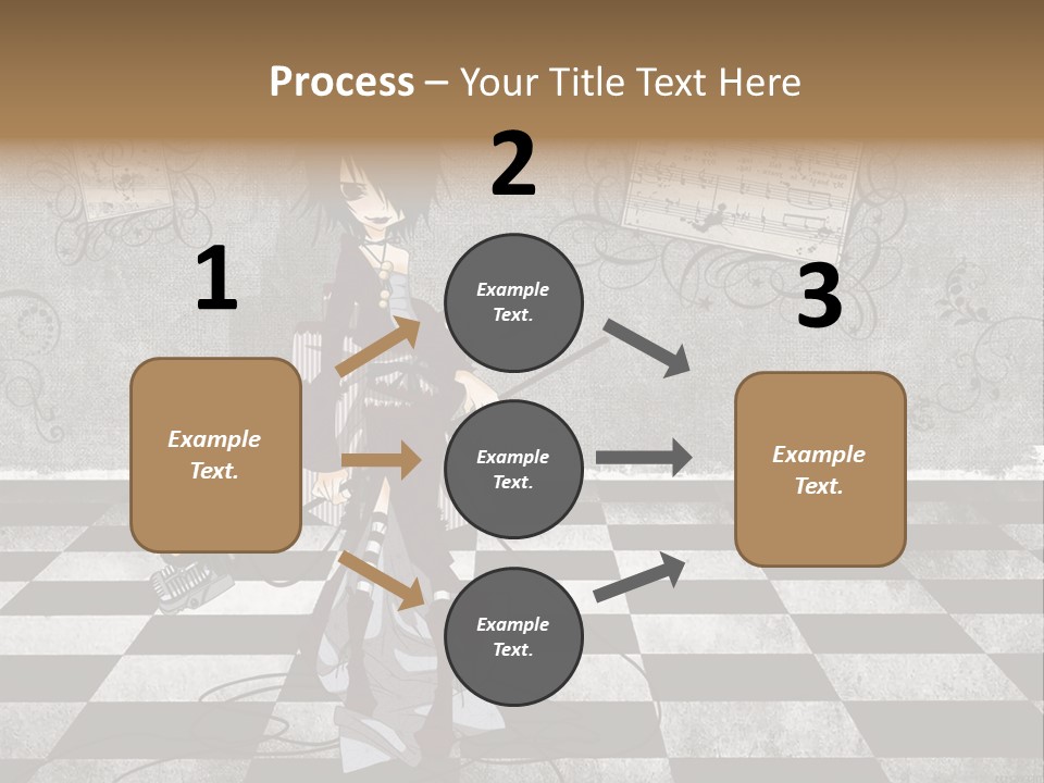 A Anime Character Is Standing On A Checkered Floor PowerPoint Template