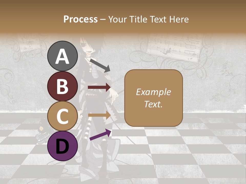 A Anime Character Is Standing On A Checkered Floor PowerPoint Template