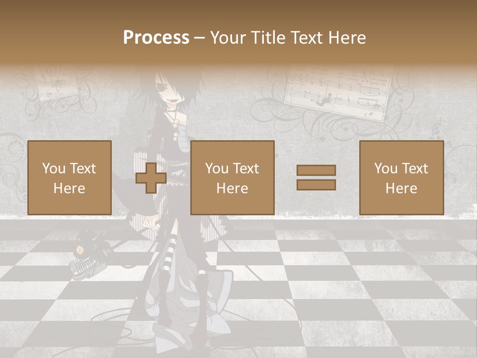 A Anime Character Is Standing On A Checkered Floor PowerPoint Template