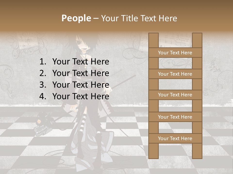 A Anime Character Is Standing On A Checkered Floor PowerPoint Template