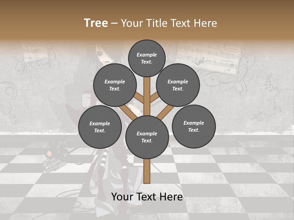 A Anime Character Is Standing On A Checkered Floor PowerPoint Template