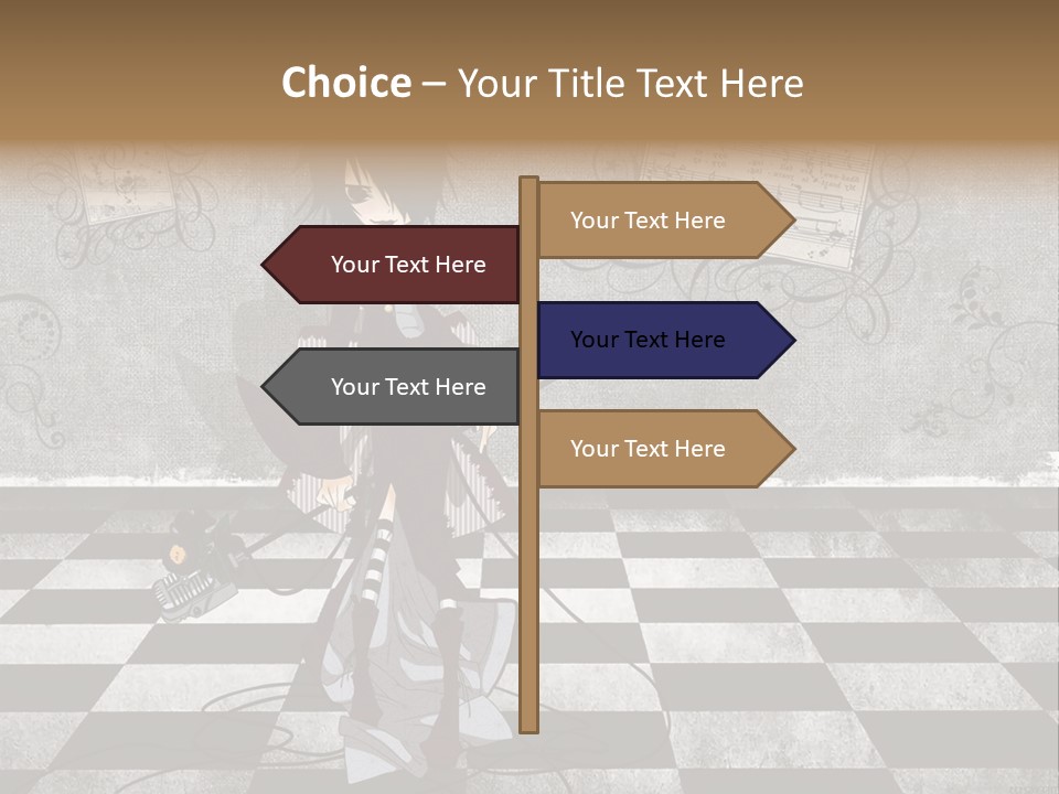 A Anime Character Is Standing On A Checkered Floor PowerPoint Template