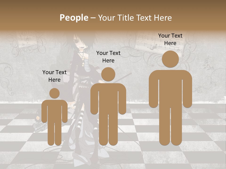 A Anime Character Is Standing On A Checkered Floor PowerPoint Template