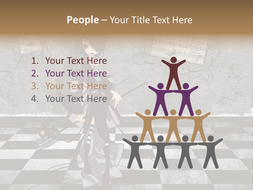 A Anime Character Is Standing On A Checkered Floor PowerPoint Template