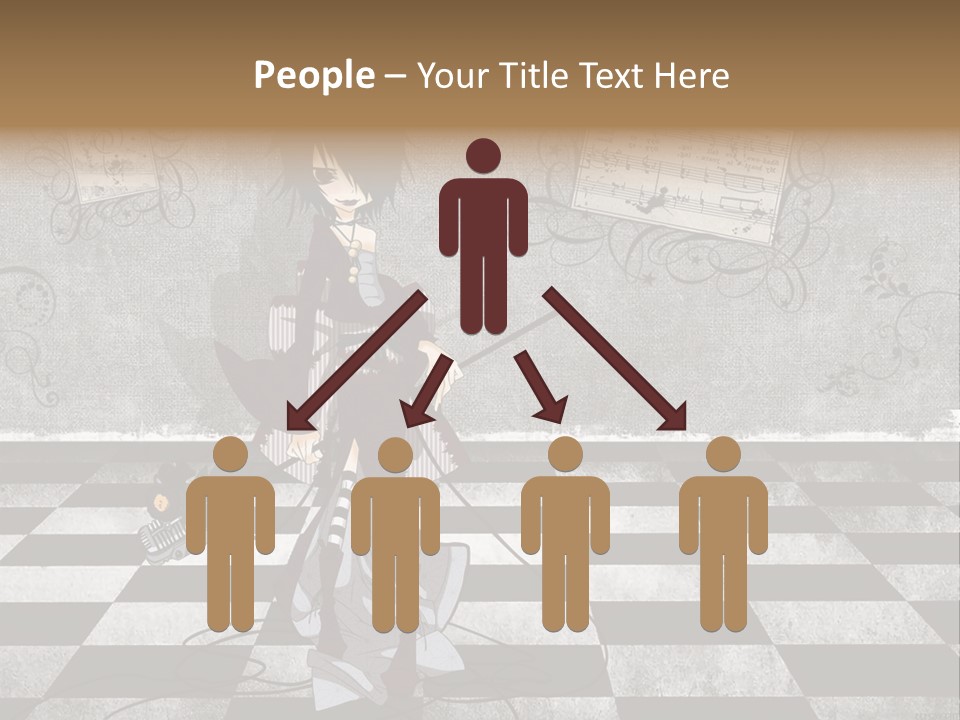 A Anime Character Is Standing On A Checkered Floor PowerPoint Template