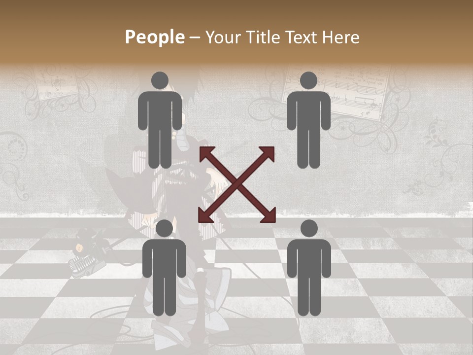 A Anime Character Is Standing On A Checkered Floor PowerPoint Template