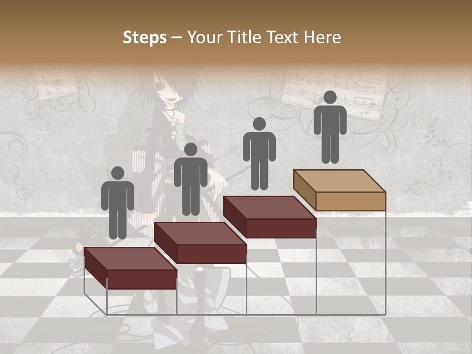 A Anime Character Is Standing On A Checkered Floor PowerPoint Template