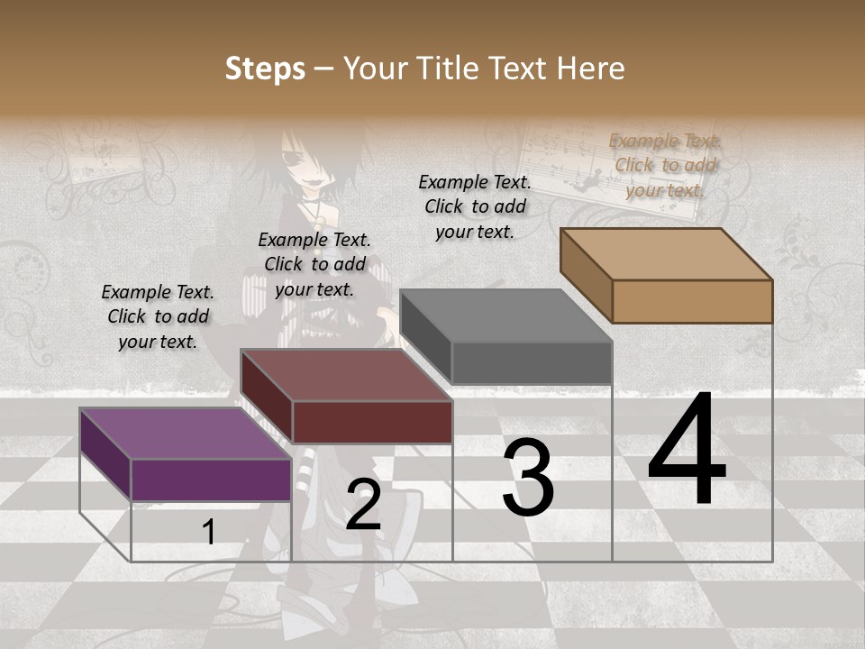 A Anime Character Is Standing On A Checkered Floor PowerPoint Template