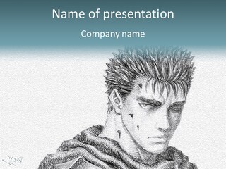 A Drawing Of A Man With Spiked Hair PowerPoint Template