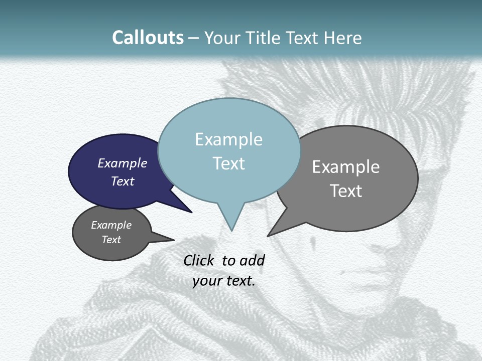 A Drawing Of A Man With Spiked Hair PowerPoint Template