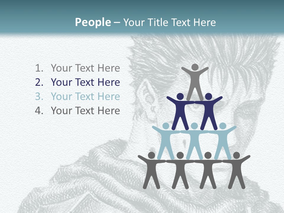 A Drawing Of A Man With Spiked Hair PowerPoint Template