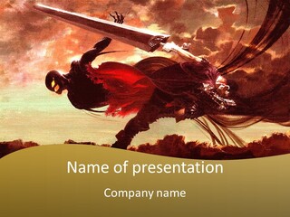 A Woman Holding A Sword In Her Hand PowerPoint Template