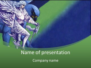 A Picture Of An Angel Holding A Staff PowerPoint Template