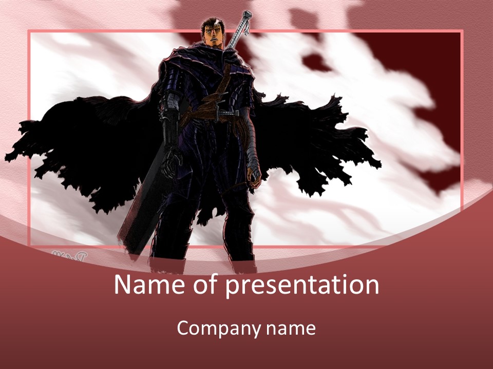 A Man With A Sword Standing In Front Of A Red Background PowerPoint Template