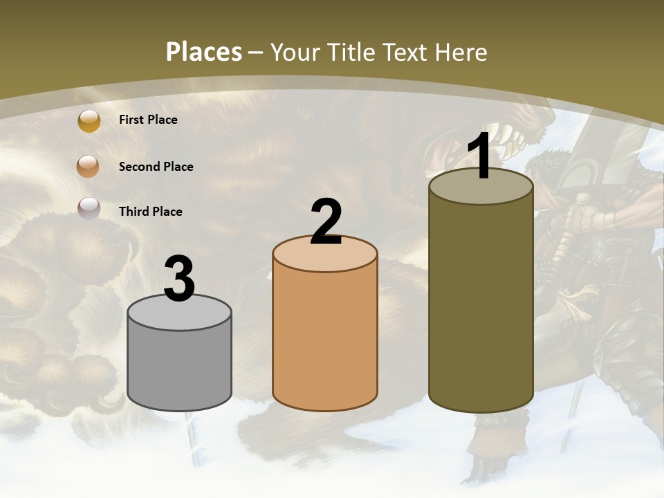 A Man With A Sword And A Big Bear In The Background PowerPoint Template