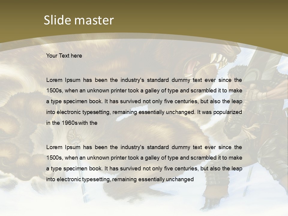 A Man With A Sword And A Big Bear In The Background PowerPoint Template