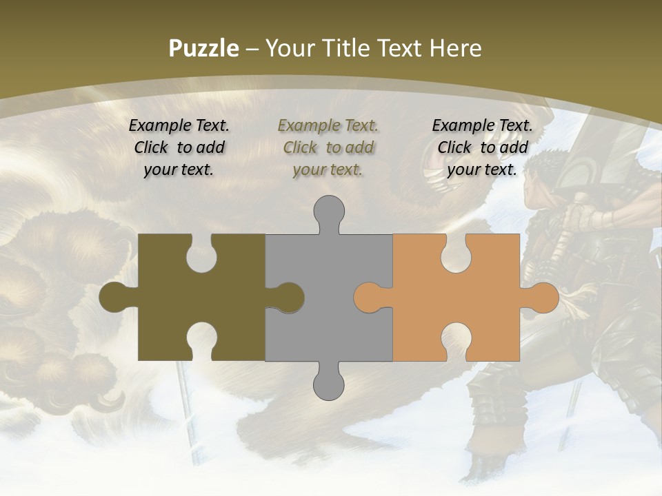 A Man With A Sword And A Big Bear In The Background PowerPoint Template