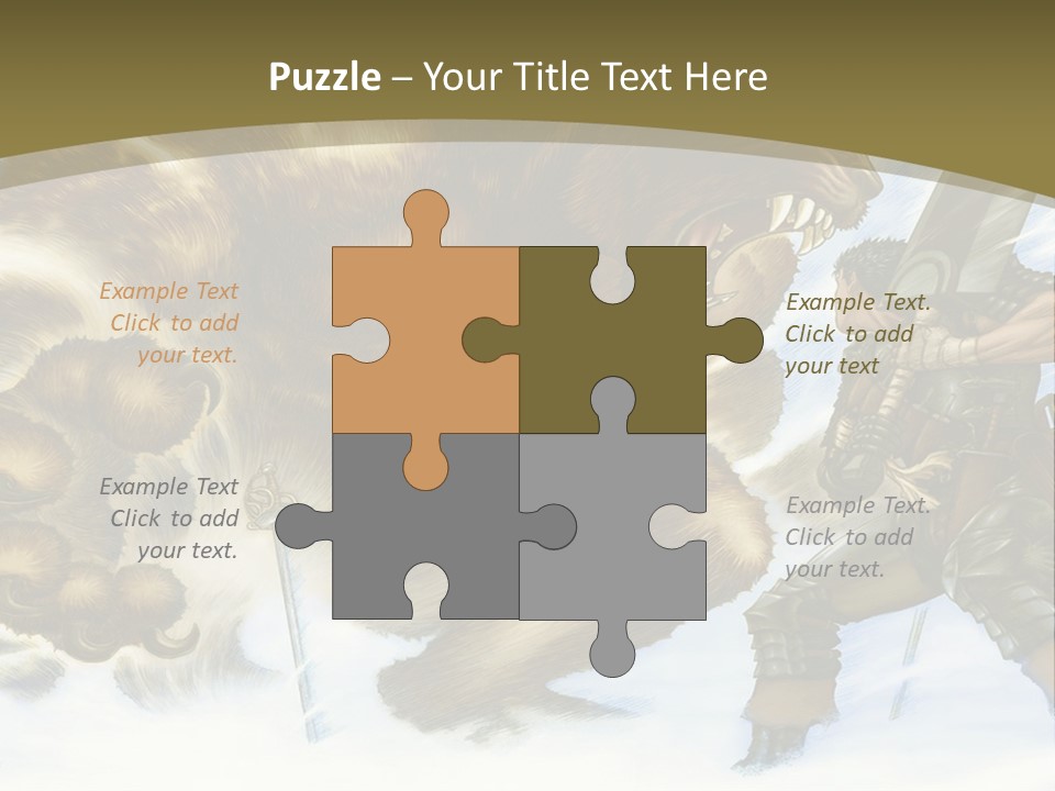 A Man With A Sword And A Big Bear In The Background PowerPoint Template