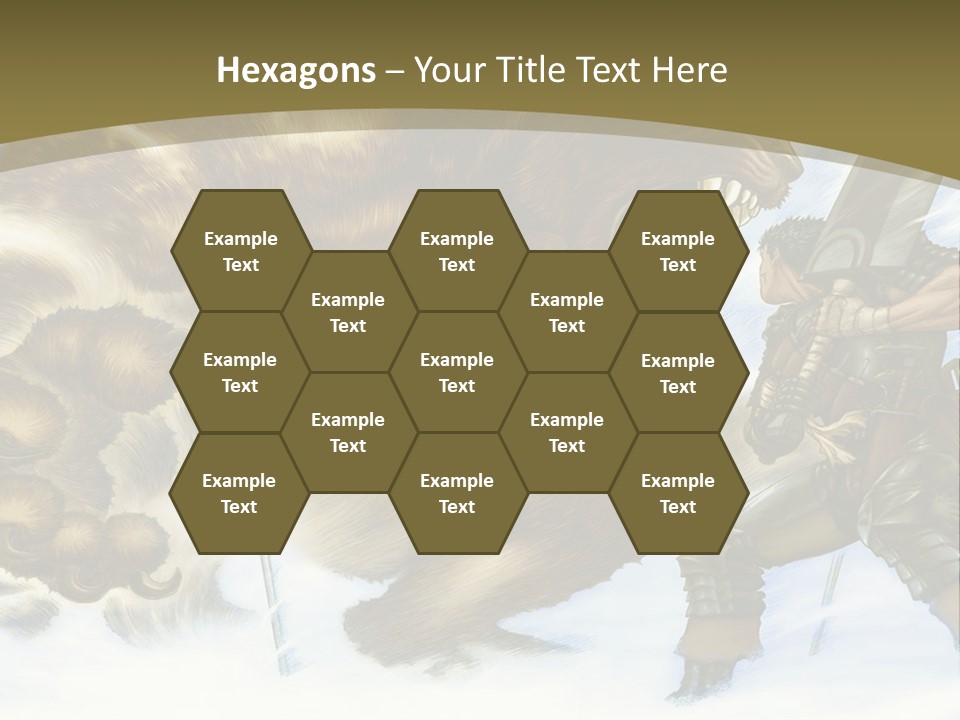 A Man With A Sword And A Big Bear In The Background PowerPoint Template