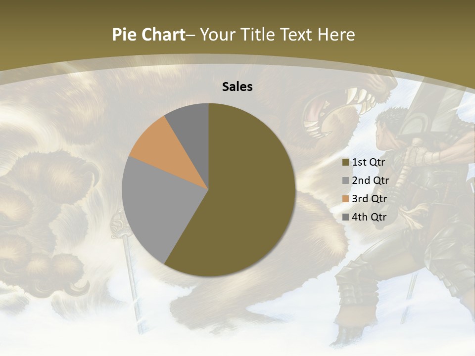 A Man With A Sword And A Big Bear In The Background PowerPoint Template