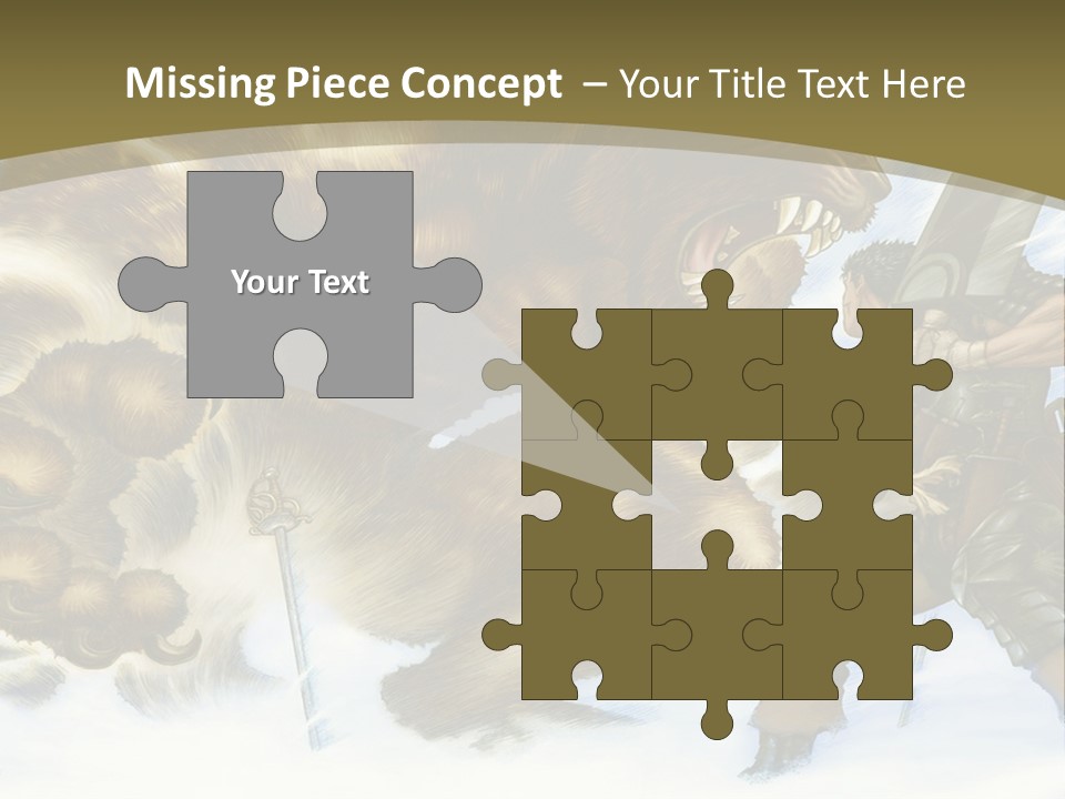 A Man With A Sword And A Big Bear In The Background PowerPoint Template