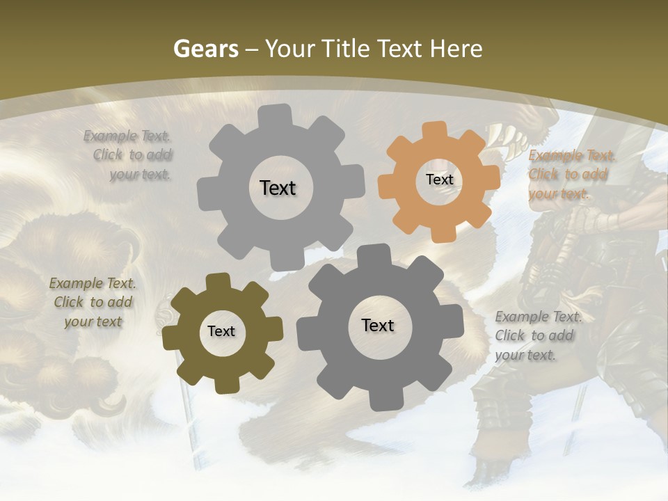 A Man With A Sword And A Big Bear In The Background PowerPoint Template