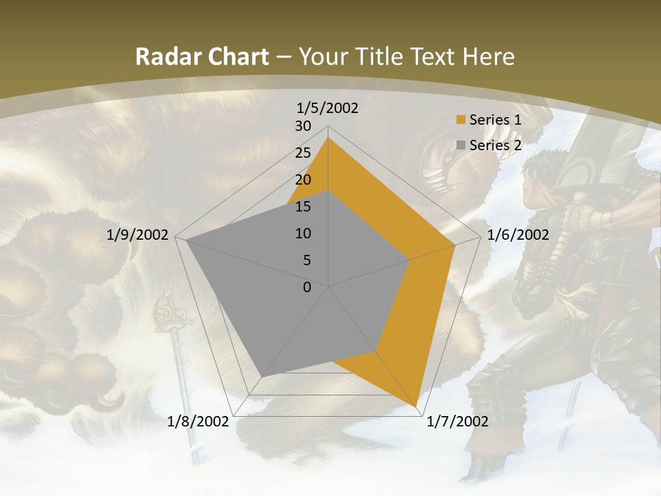 A Man With A Sword And A Big Bear In The Background PowerPoint Template