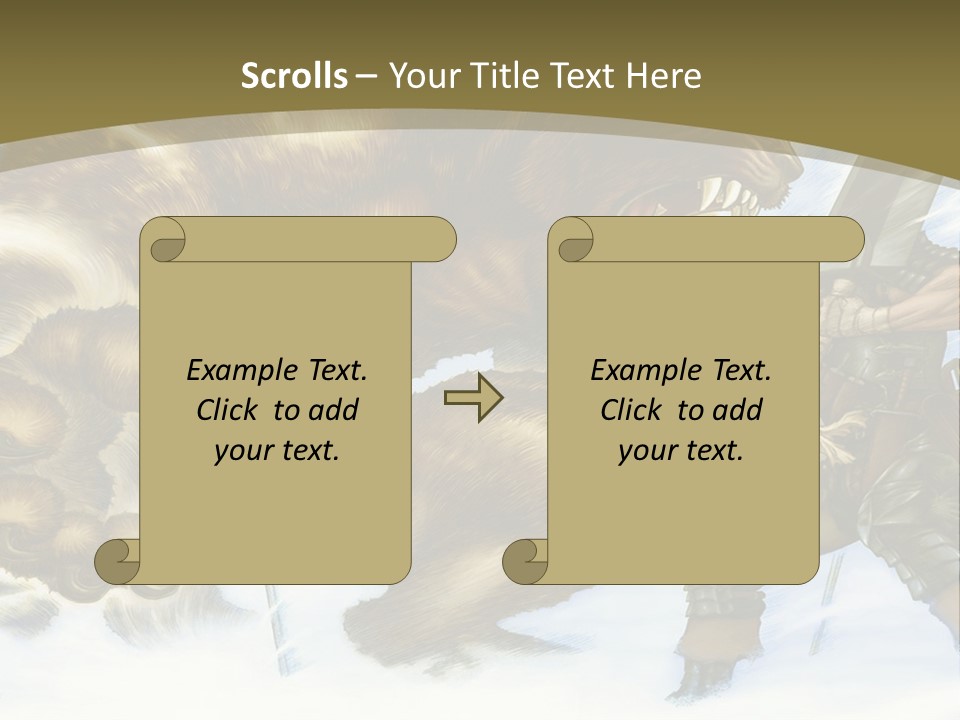 A Man With A Sword And A Big Bear In The Background PowerPoint Template