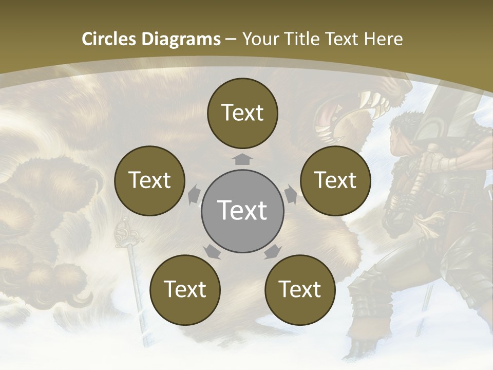 A Man With A Sword And A Big Bear In The Background PowerPoint Template