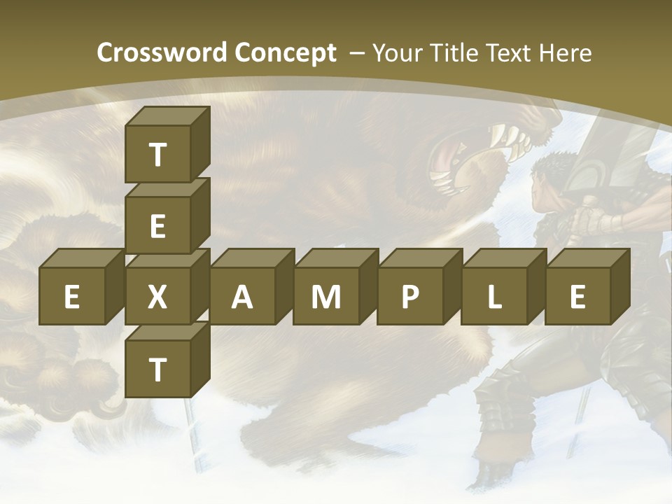 A Man With A Sword And A Big Bear In The Background PowerPoint Template