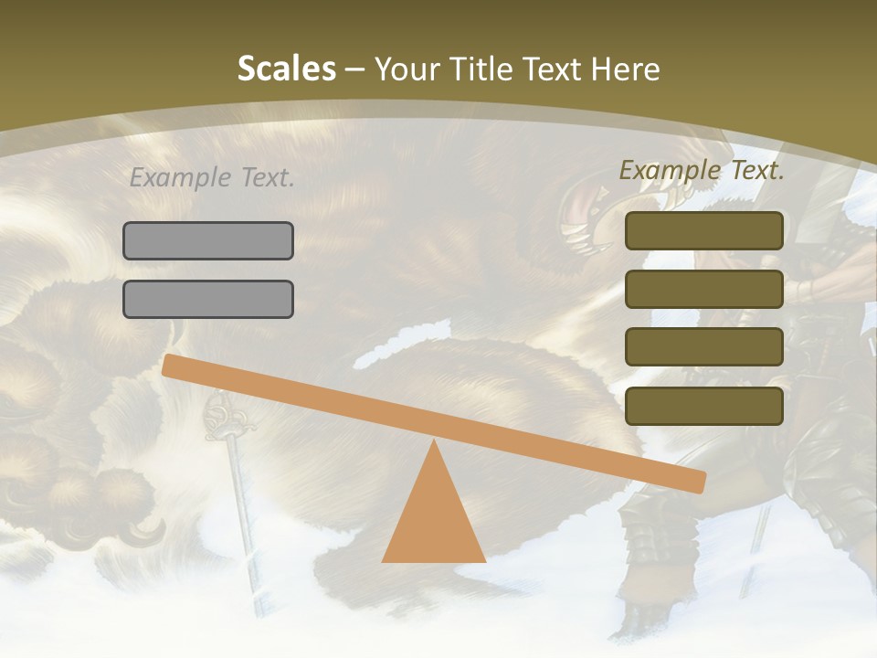 A Man With A Sword And A Big Bear In The Background PowerPoint Template