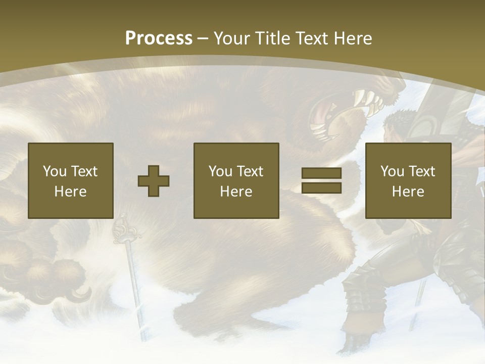 A Man With A Sword And A Big Bear In The Background PowerPoint Template