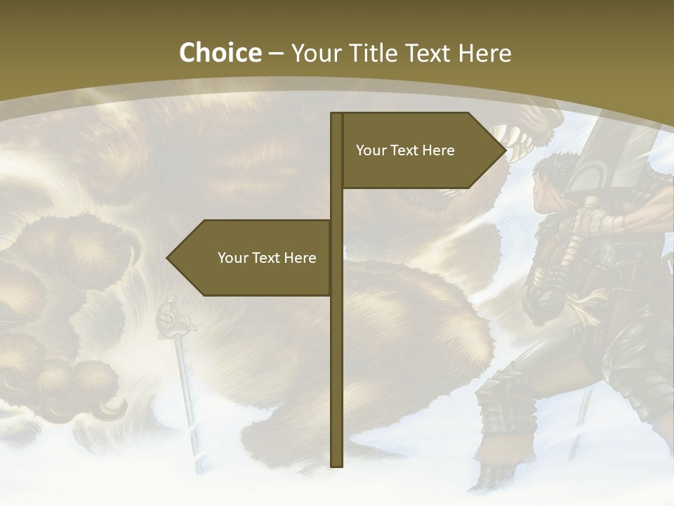 A Man With A Sword And A Big Bear In The Background PowerPoint Template