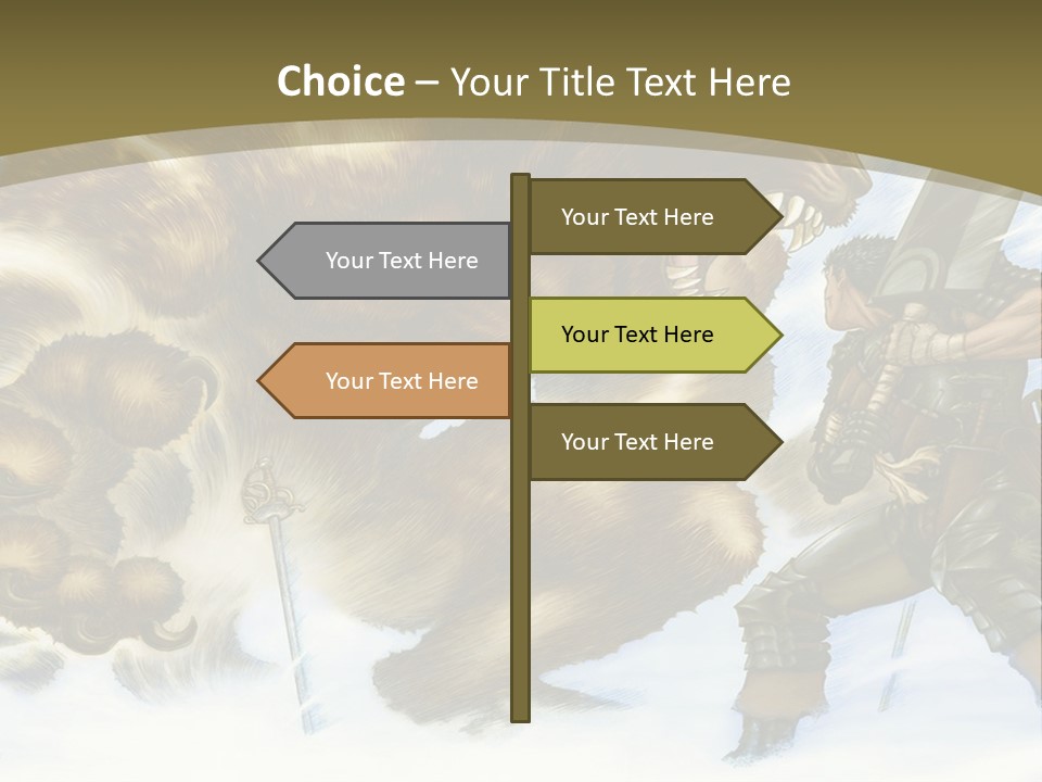 A Man With A Sword And A Big Bear In The Background PowerPoint Template