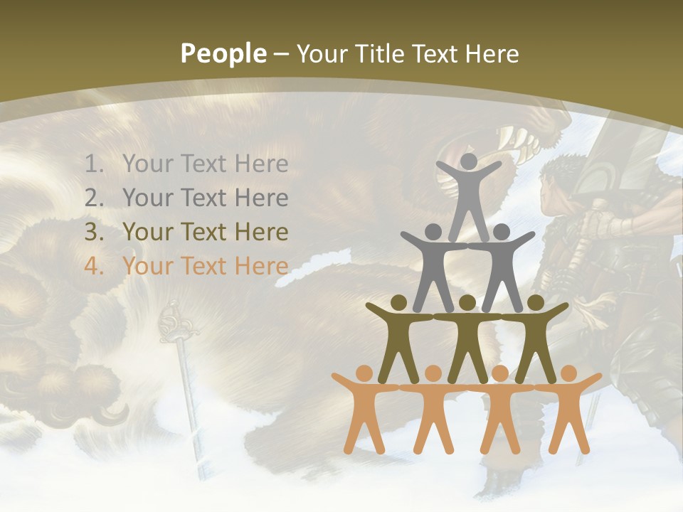 A Man With A Sword And A Big Bear In The Background PowerPoint Template