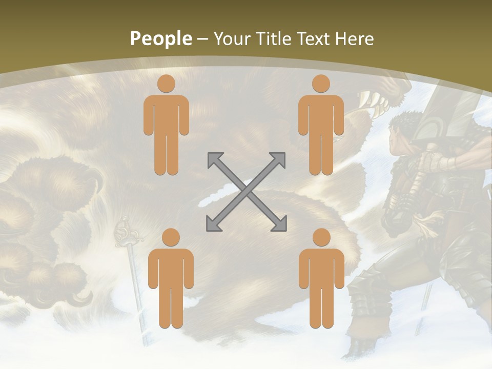 A Man With A Sword And A Big Bear In The Background PowerPoint Template