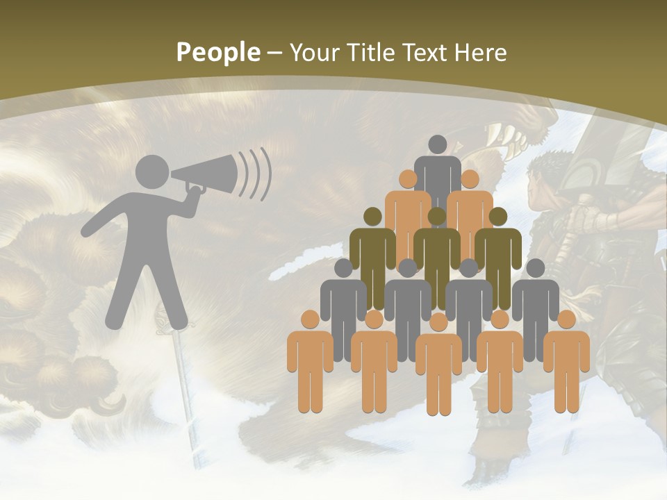 A Man With A Sword And A Big Bear In The Background PowerPoint Template